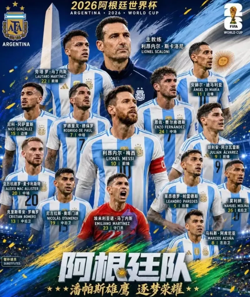 阿根廷队2026美加墨世界杯26人名单解析:梅西领衔,卫冕冠军冲击第四冠